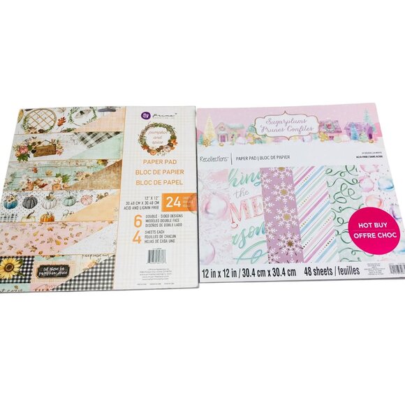 Autumn & Christmas Scrapbook Paper Pads Prima Recollections 12x12" Fall Holiday - Picture 1 of 16